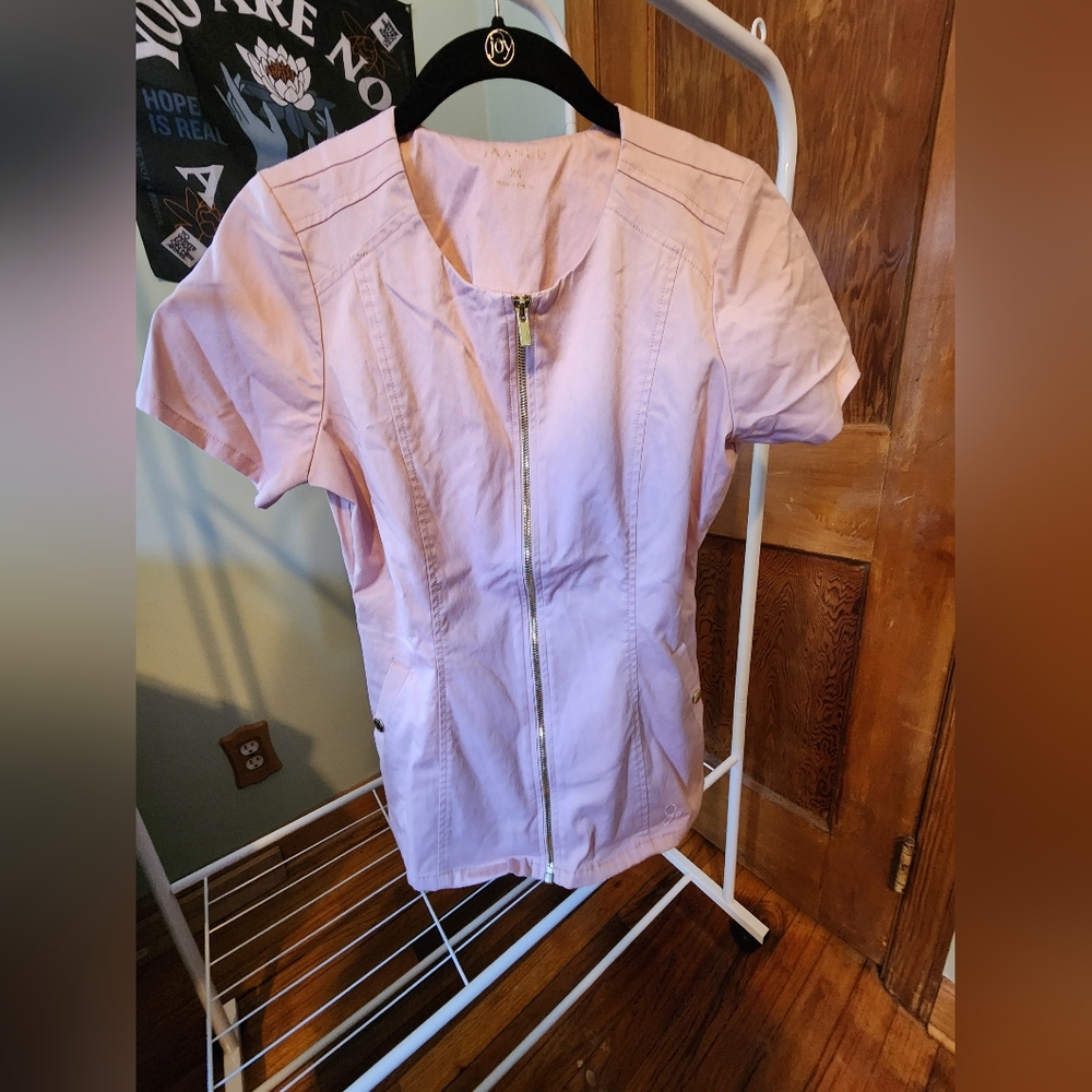 Jaanuu Women's Light Pink Scrub Top